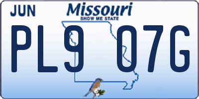 MO license plate PL9O7G
