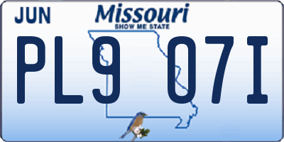 MO license plate PL9O7I