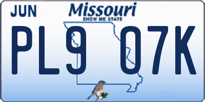 MO license plate PL9O7K