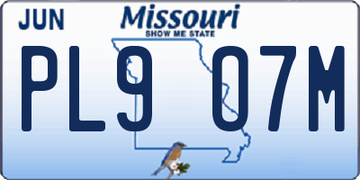 MO license plate PL9O7M
