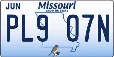 MO license plate PL9O7N