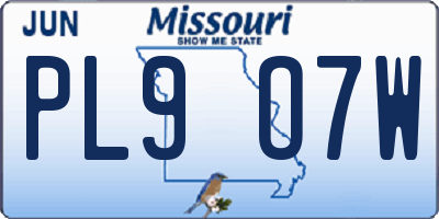 MO license plate PL9O7W