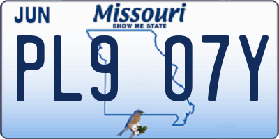 MO license plate PL9O7Y