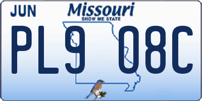 MO license plate PL9O8C