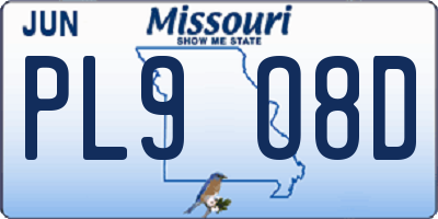 MO license plate PL9O8D