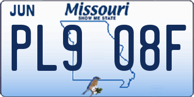 MO license plate PL9O8F