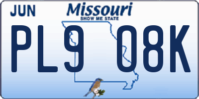 MO license plate PL9O8K