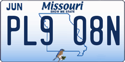 MO license plate PL9O8N