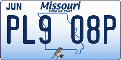 MO license plate PL9O8P