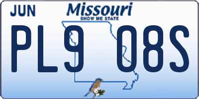 MO license plate PL9O8S