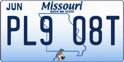 MO license plate PL9O8T