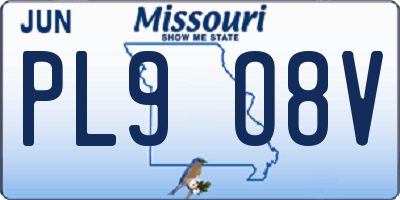MO license plate PL9O8V