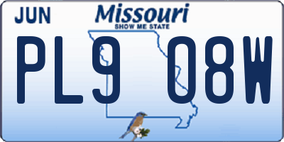 MO license plate PL9O8W