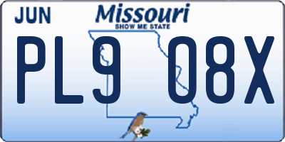 MO license plate PL9O8X