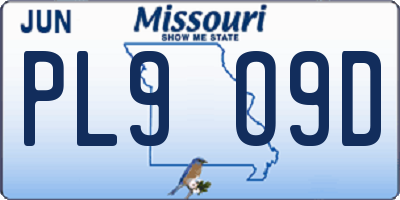 MO license plate PL9O9D