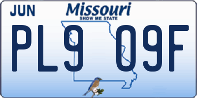 MO license plate PL9O9F