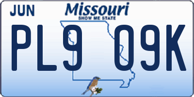 MO license plate PL9O9K