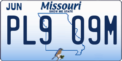 MO license plate PL9O9M