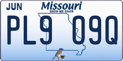 MO license plate PL9O9Q