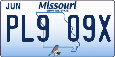 MO license plate PL9O9X