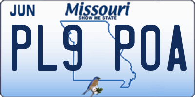 MO license plate PL9P0A
