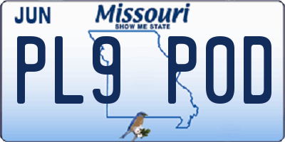 MO license plate PL9P0D