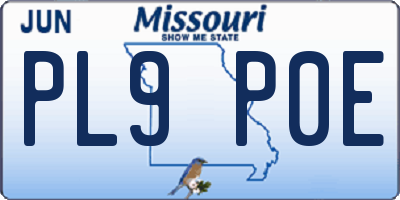 MO license plate PL9P0E