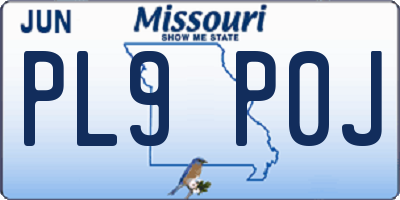 MO license plate PL9P0J