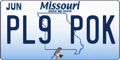 MO license plate PL9P0K