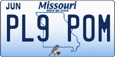 MO license plate PL9P0M