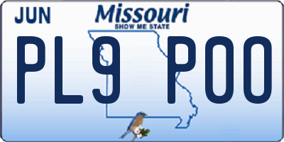 MO license plate PL9P0O