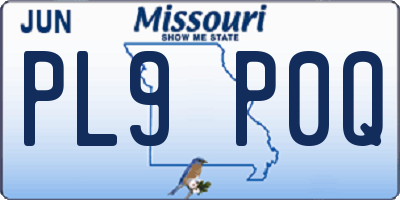 MO license plate PL9P0Q