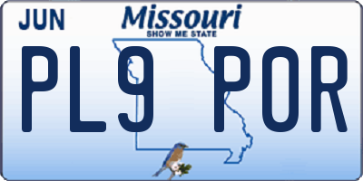 MO license plate PL9P0R