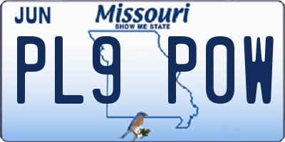 MO license plate PL9P0W