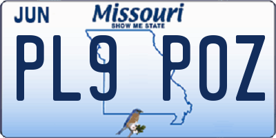 MO license plate PL9P0Z