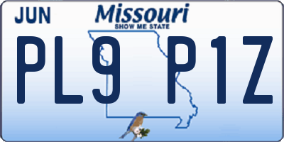 MO license plate PL9P1Z