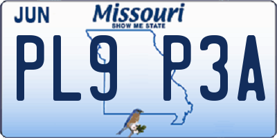 MO license plate PL9P3A
