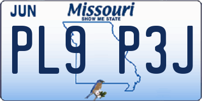 MO license plate PL9P3J