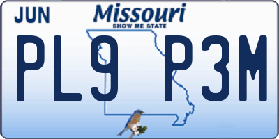 MO license plate PL9P3M