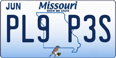 MO license plate PL9P3S
