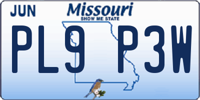MO license plate PL9P3W