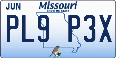 MO license plate PL9P3X