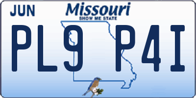 MO license plate PL9P4I