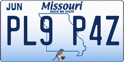 MO license plate PL9P4Z