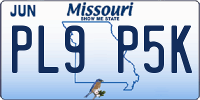 MO license plate PL9P5K