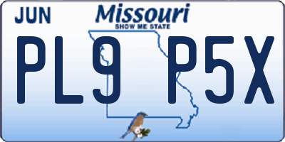 MO license plate PL9P5X