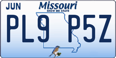 MO license plate PL9P5Z