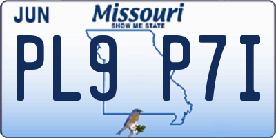 MO license plate PL9P7I