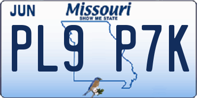 MO license plate PL9P7K
