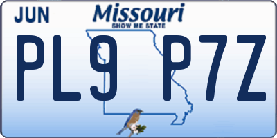 MO license plate PL9P7Z
